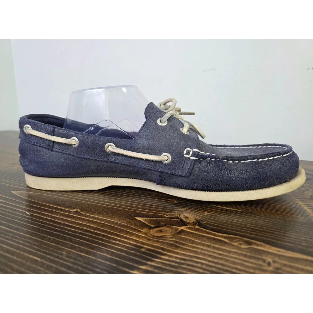 GH Bass & Co Hampton Men's Boat Shoes Size 11.5 Blue Navy Slip On Leather Loafer